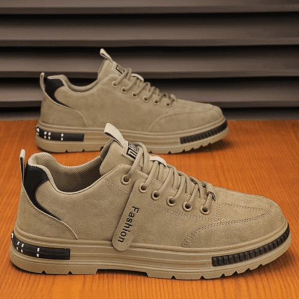 Men's Low Top Shoes Lace Up - Beige